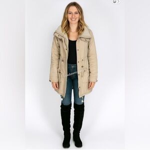 Costa Blanca Trench Sherpa Coat Jacket Size 4